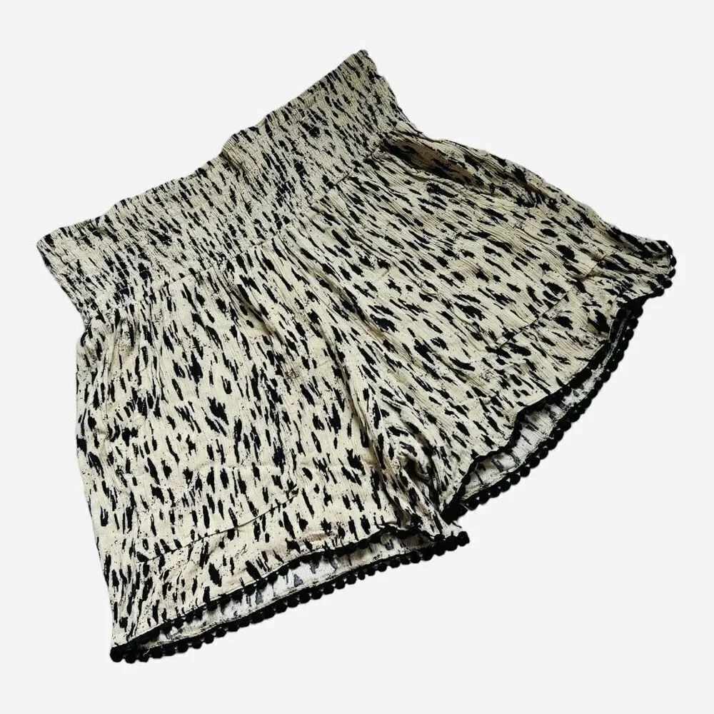 Womens Three Dots Beige Animal Pull On High Waisted Shorts - Sz S